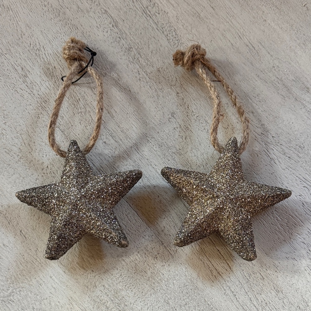 Glittery Star Holiday Ornaments - gold and silver